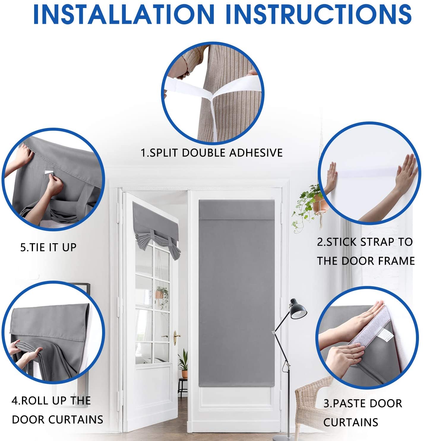 1pc tende per porte francesi autoadesive tenda per porte oscuranti con tende regolabili tenda per porte e finestre tende per tende