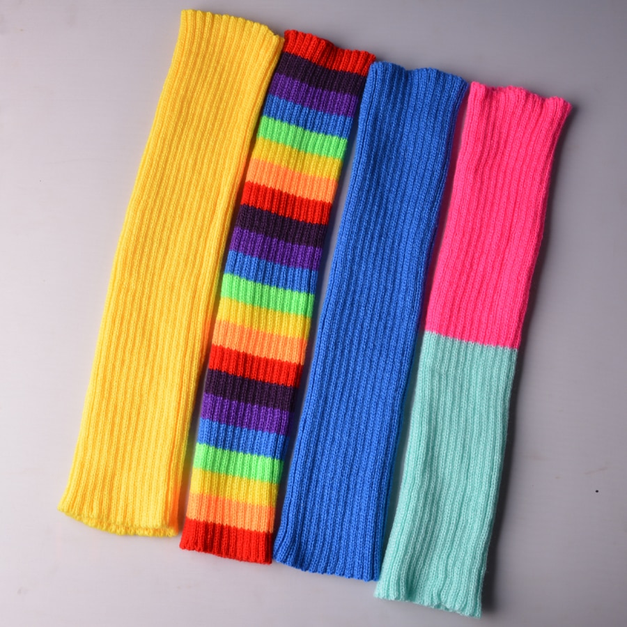 Women Boot Cuffs Leg Warmers Knit Leg Stockings Striped Long Boot Thigh High Stockings Knitted The Knee Socks Arcylic Leg Warmer