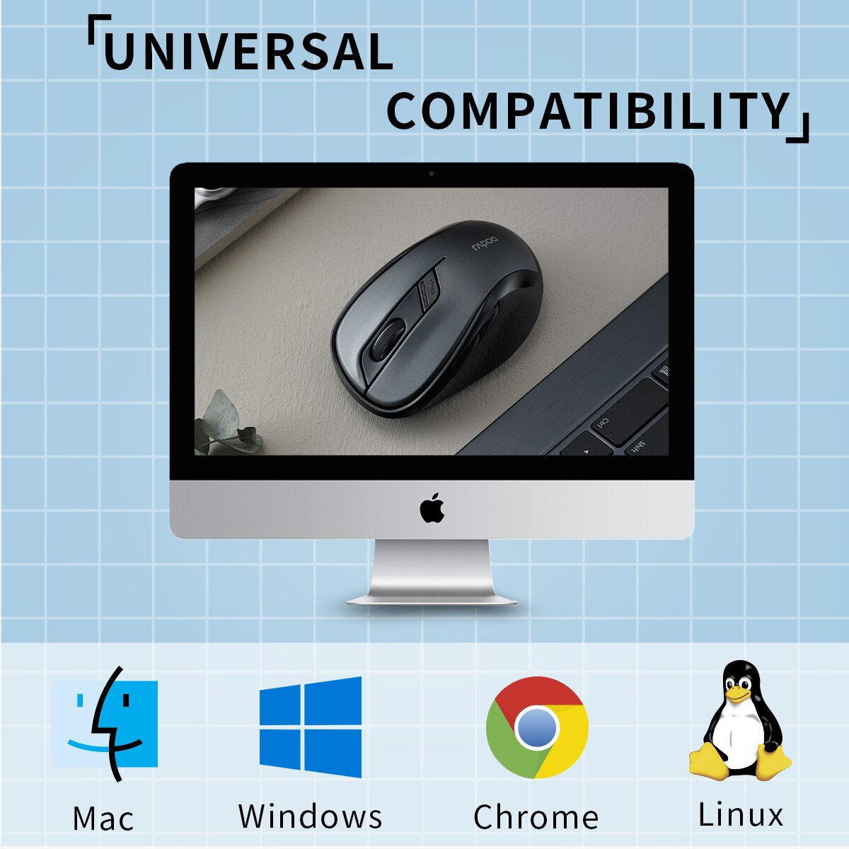 Rapoo M500G Silent Wireless Mouse Multi-Mode Small-Hands Bluetooth Mouse 4 Adjustable DPI Ergonomic Mouse for Computer PC Laptop