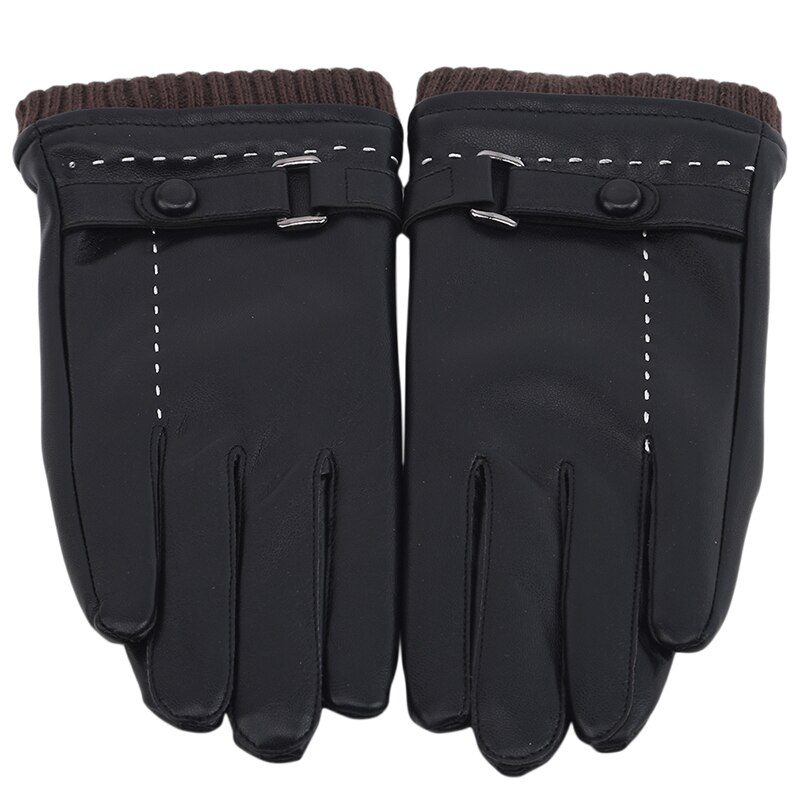 Guantes de cuero PU negro de para hombre, guantes de cuero para conducir de estilo fino para hombres, guantes antideslizantes con dedos completos, pantalla táctil de Palma: Woman