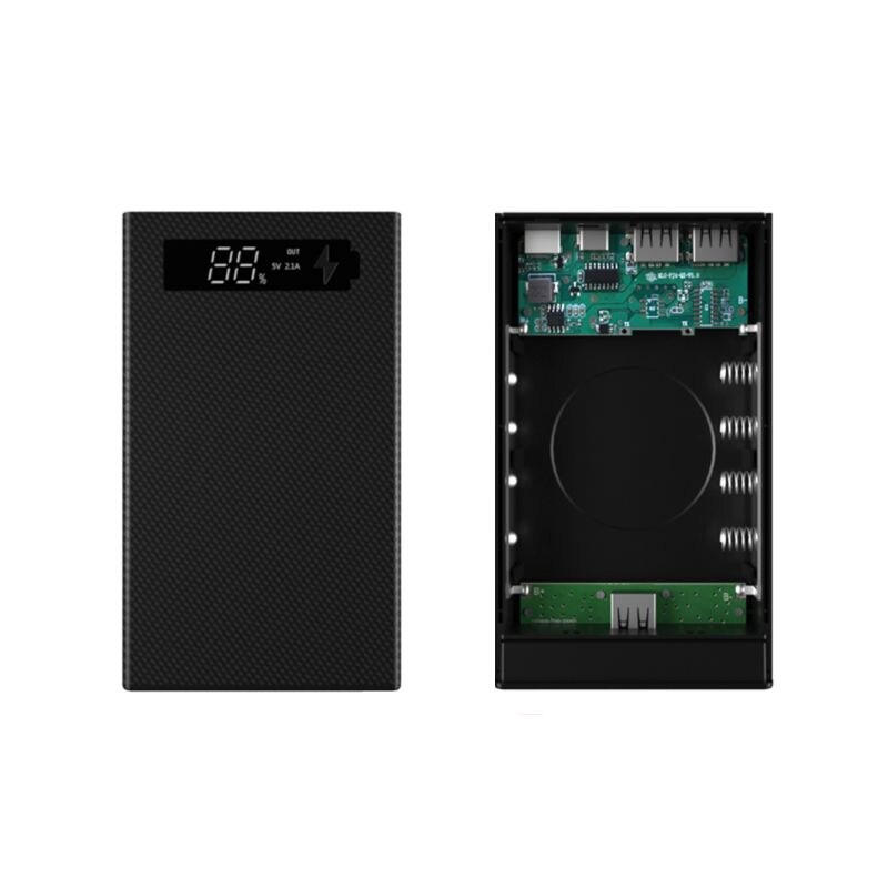 Spliced Combined DIY 18650 Battery Case Wireless Charging Power Bank Shell Portable External Box Powerbank Protector M5TB: Black A