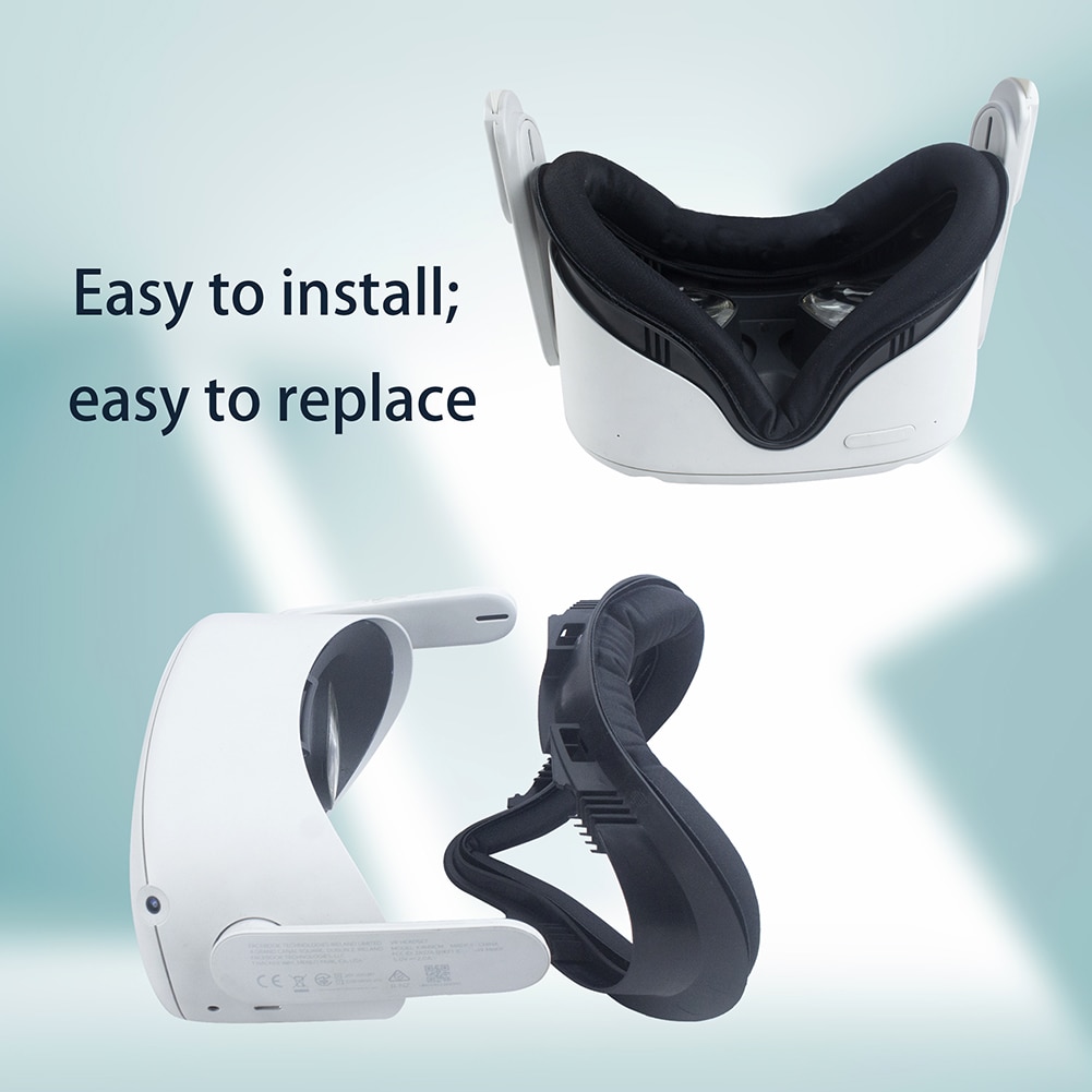 Juego de interfaz de VR para máscara de ojos Oculus Quest 2, bloqueo de luz, cubierta con 2 piezas de repuesto de espuma PU, Protector de lente