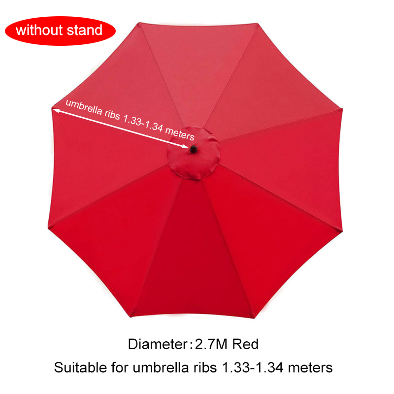2/2.7/3M Parasol Vervangbare Doek Zonder Stand Outdoor Tuin Patio Banaan Paraplu Cover Waterdicht Zonnescherm Luifel: 2.7m Red for 8 Ribs