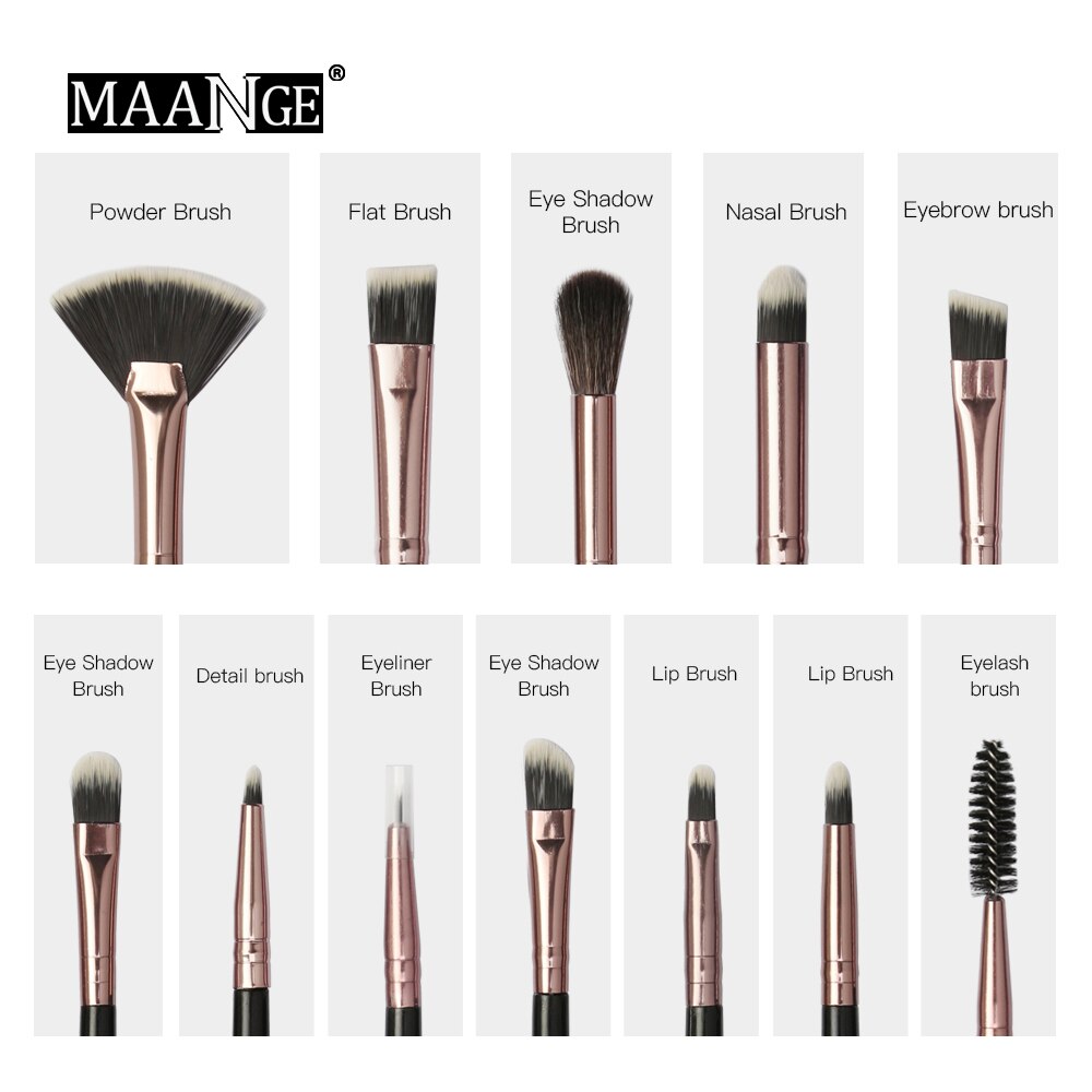 MAANGE Makeup Brushes Set Pro 12 pcs/lot Eye Shadow Blending Eyebrow Eyeliner Eyelash Lip Brush For Eyes Makeup Cosmetic Tools