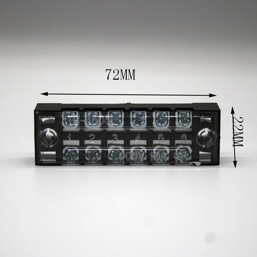 TB-1503/1504/1506/1508/1510/1512 Dual Row Strip Screw Terminal Block 15A 600V Fixed Wiring Board wire connector: TB-1506