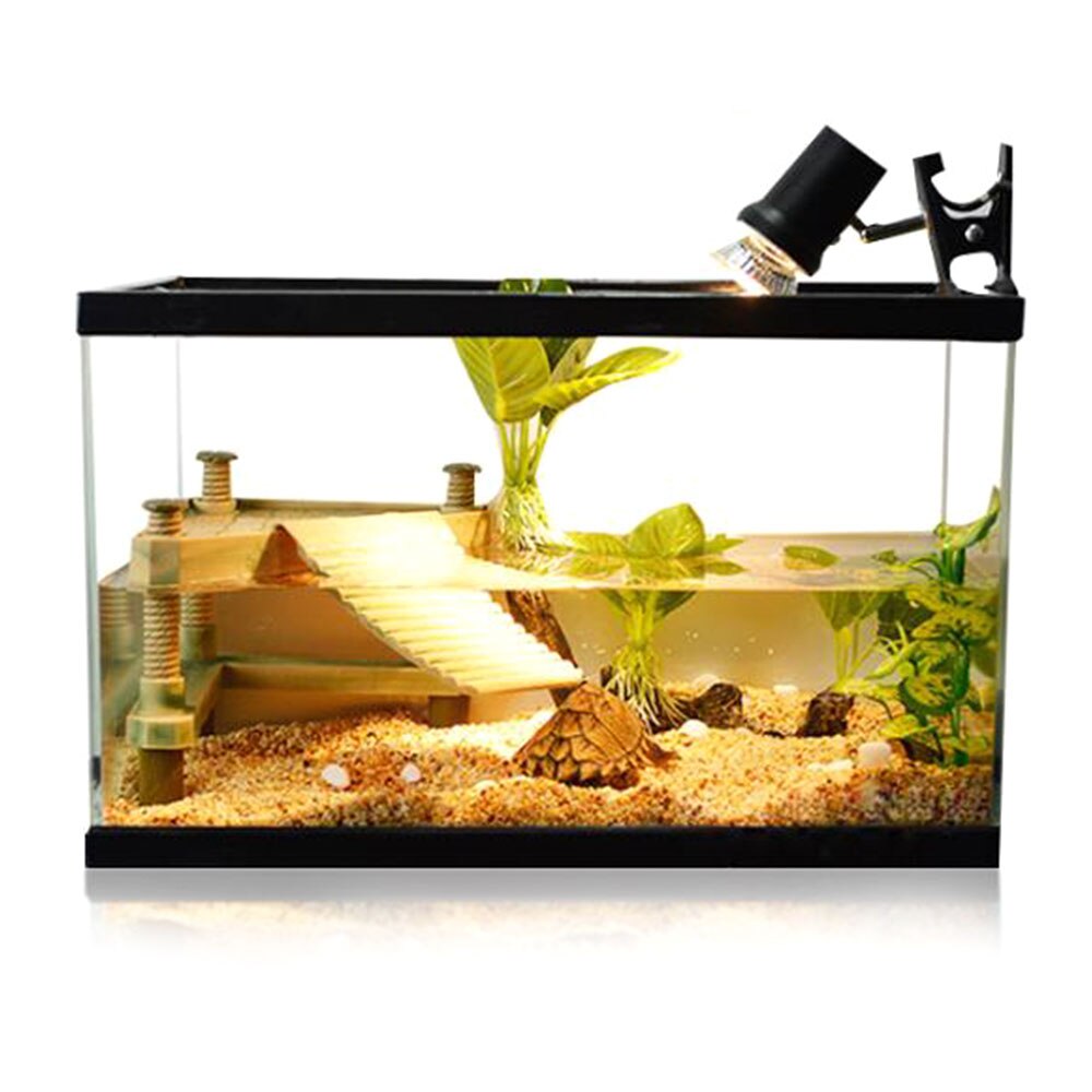 Lámpara de calor giratoria UVA UVB, accesorio de bombilla, soporte de luz Sucker para reptiles, tortugas, pecera, Habitat con interruptor, luz de Metal