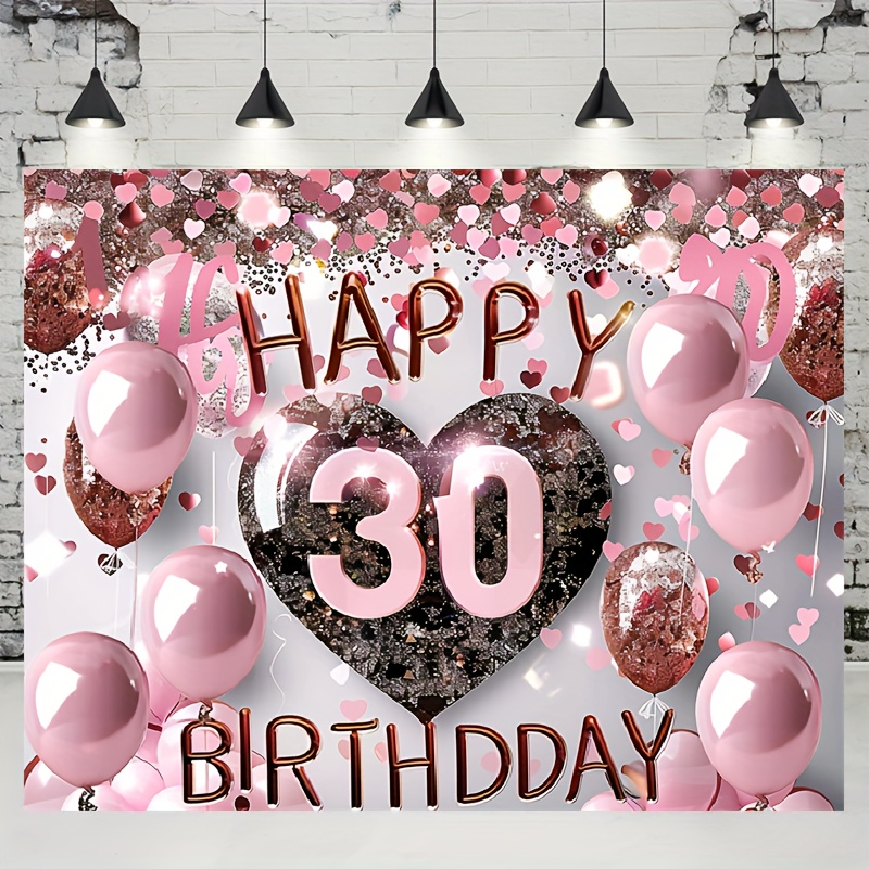 Happy 30th Birthday Banner Background Decoration Rose Gold 30 Year Old Female Crystal Background Photography Party