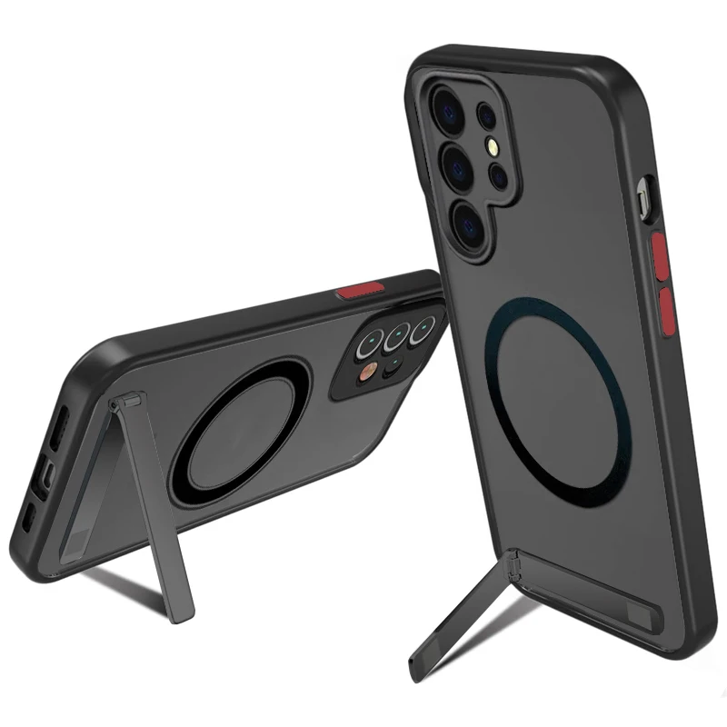 UYUXIO Magnetic Mobile Phone Case with Kickstand for Samsung Galaxy S25 Ultra Plus S24 S23 FE S22 Stand Cases Cover with Holder: CANVAS