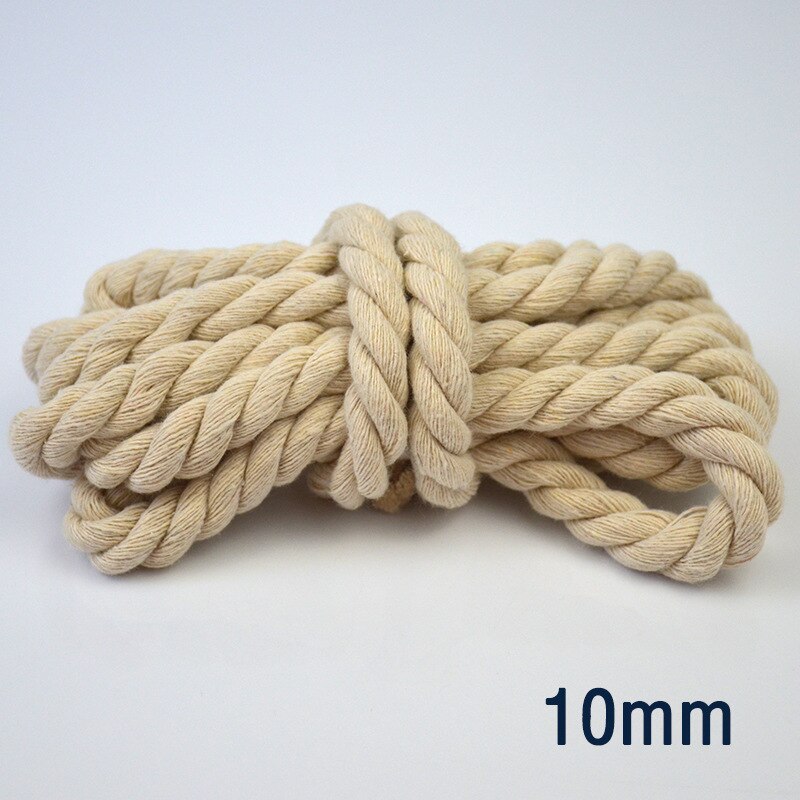 Corda bege 100% algodão de 10 m e 3 tubos, cordas grossas torcidas para artesanato têxtil, faça você mesmo, acessórios de decoração: 10mm