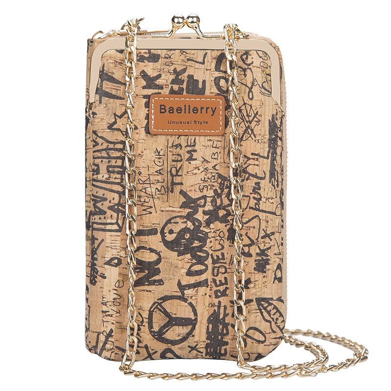 Ladies Wallet Mobile Phone Bag Mini Cork Zipper Handbag Wrist Bag Clutch Bag Summer Shoulder Strap Bag: Style 2