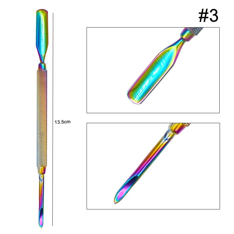 Dual-ended Chameleon Nail Cuticle Pusher Set Dead-skin Remover Cuticle Nipper Clipper Scissor Stainless Steel Manicure Tool: 3