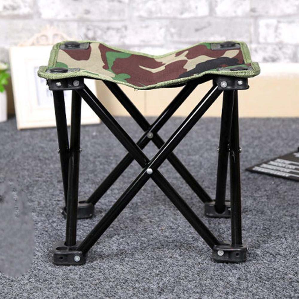 Iron Camouflage Folding Chair Portable Oxford Cloth Mini Camp Stool Outdoor Folding Chair Beach Fishing Stool Four-Legged