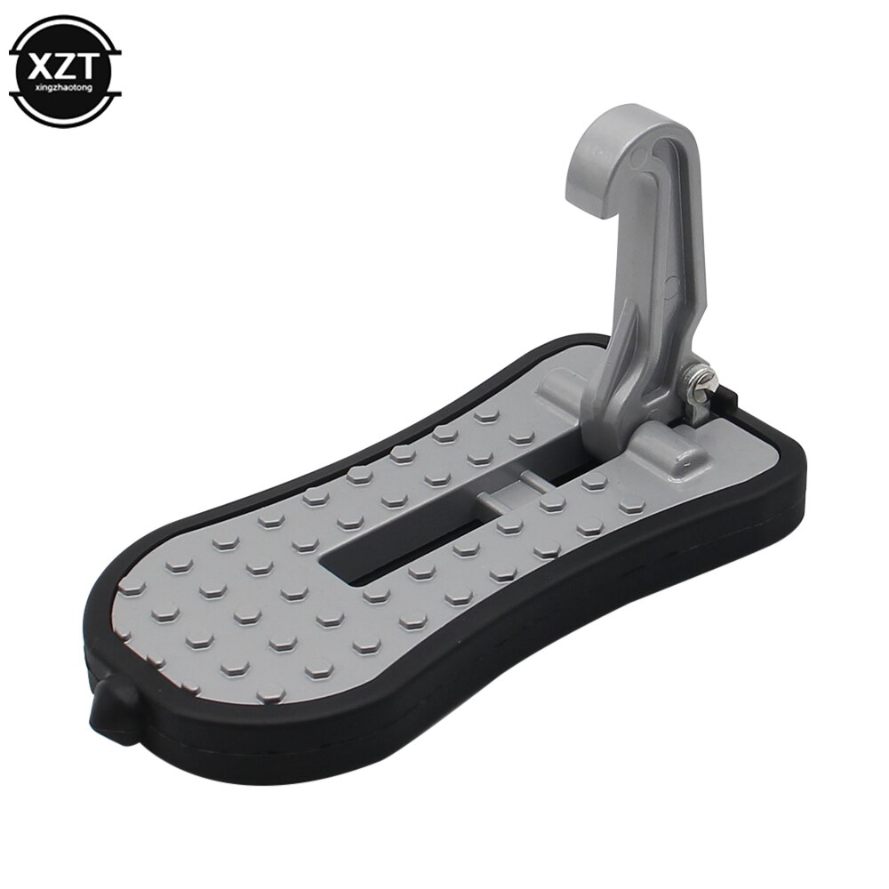 Universal Car Door Step Pedal Foldable Auto Rooftop Luggage Ladder Hooked Foot Pegs Doorstep Safety Hammer Door Step: silver
