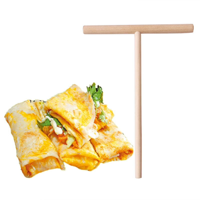Utensilio de cocina para hacer crepes y tortitas, esparcidor de madera para Pizza, palo desmontable, utensilios para hornear Pasta