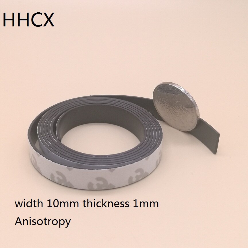 1 meter / parti anisotropi gummimagnet 10*1 mm med 3m selvklæbende fleksibel magnetstrimmel magnetbåndbredde 10mm tykkelse 1mm