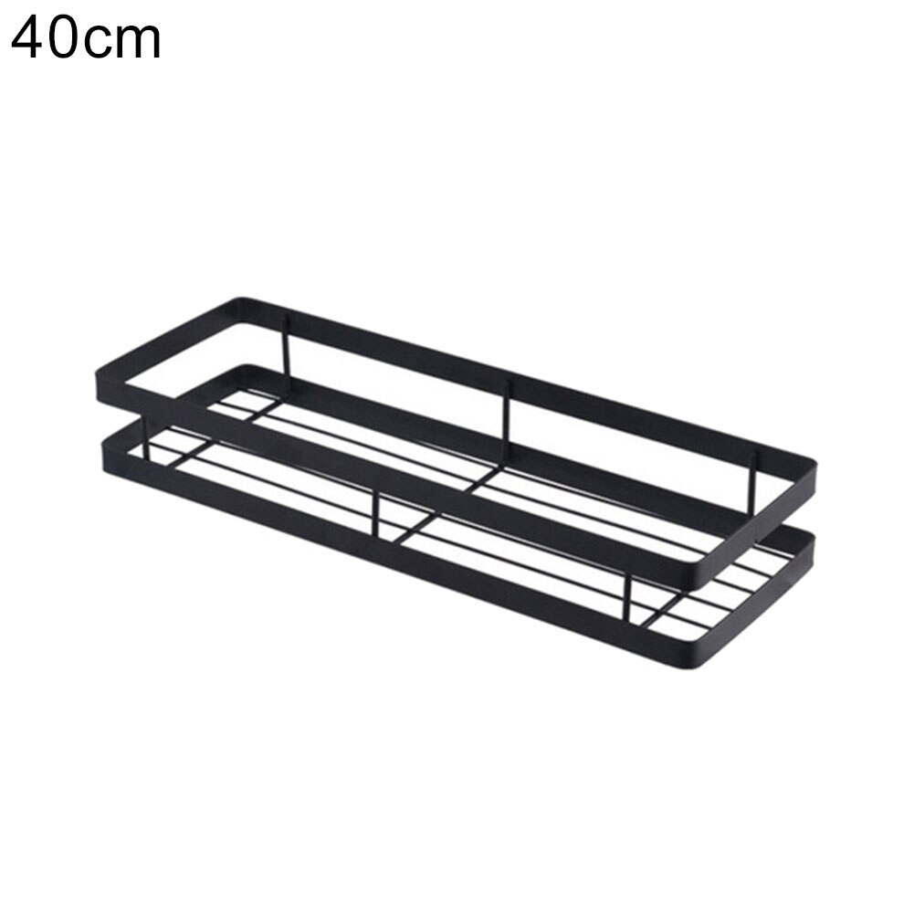 Väggmonterad förvaringshållare rostfritt stål kök kryddor rack hylla badrum toalettartiklar hållare hem organisation hyllor: Svart 40cm