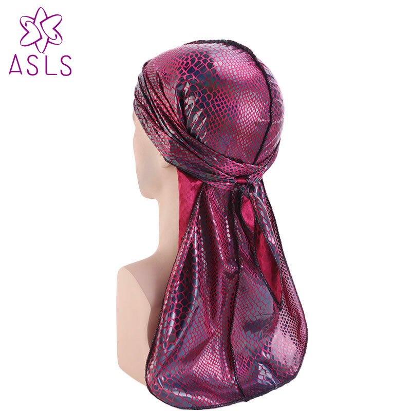 turbante Durag sedoso con estampado de cocodrilo Unisex pelucas Durags Doo Bandanas de abrigo para la cabeza Biker pirata sombrero accesorios para el cabello: Borgoña