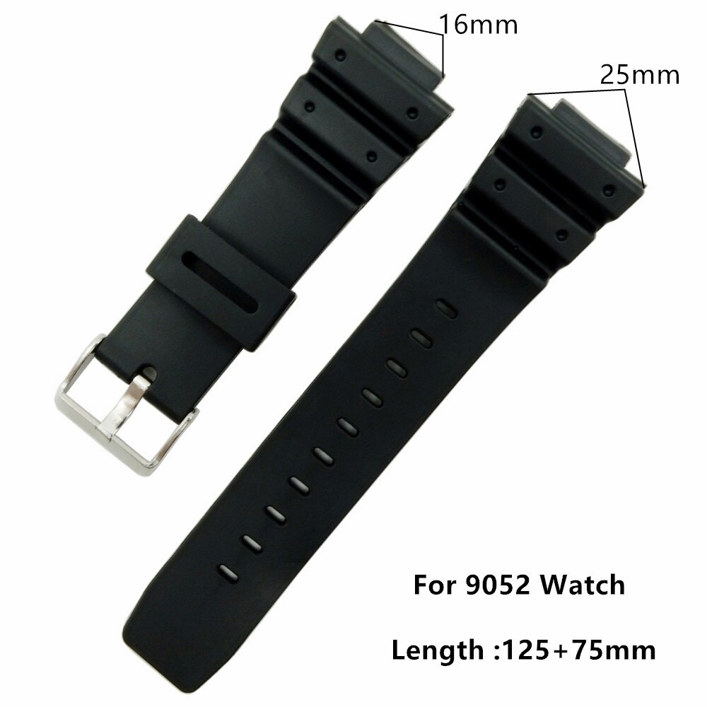 16mm Black PVC Watch Band Strap Fits DW-5600E DW-5700 G5600 5700 GM-5610 / 6900 9052 Series Watchband Replace + Tool