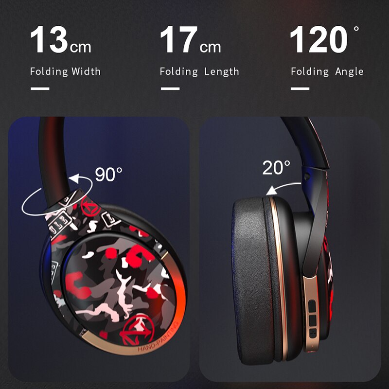 Hand Drawn Style Comfortable Wireless Headset Bluetooth Earphone Power Bass Headphone