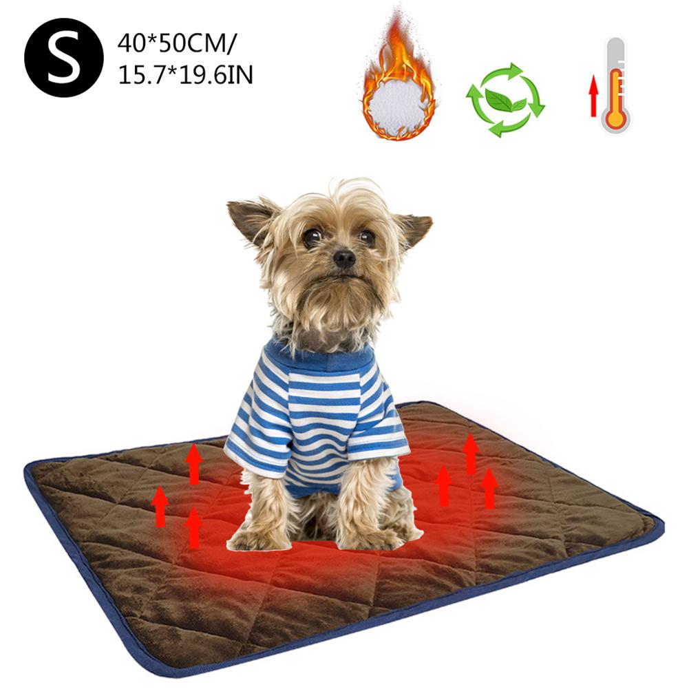 Hond Bed Self Verwarming Huisdier Pads Hond Deken Kat Bed Huisdier Thermische Mat Deken Sofa Kussen Home Rug Warm Houden slapen Cover: Brown S