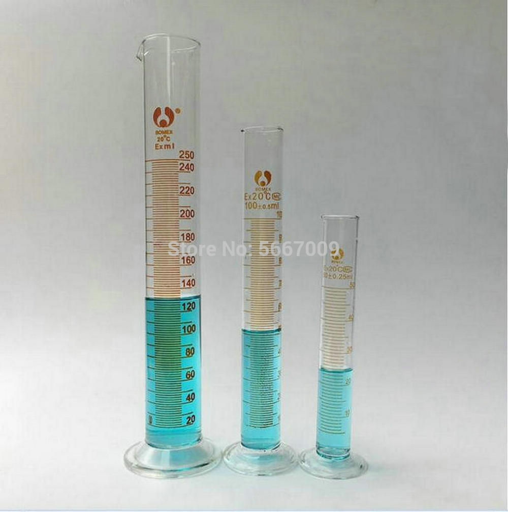 Laboratory Scaled Measuring cylinder 5ml 10ml 25ml 50ml 100ml High borosilicate 3.3 Glass Measurement Container Lab Supplies