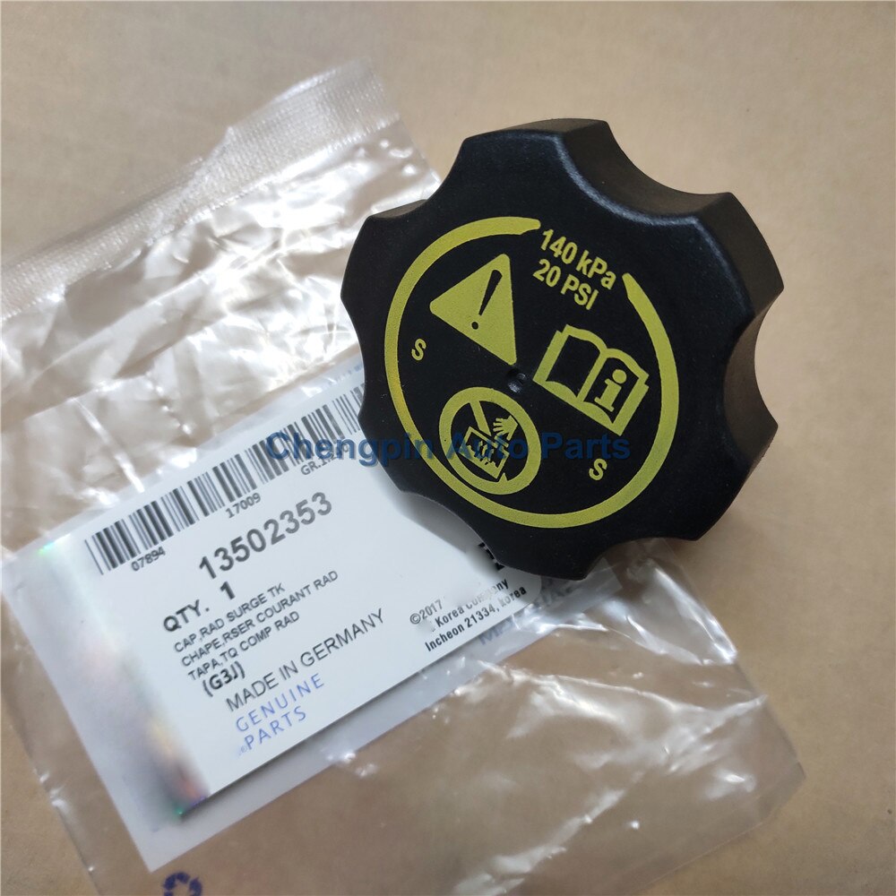 Original motorradiator / kjølevæske gjenvinningstanklokk oem # 13502353 316702182 for chevrolet cruze