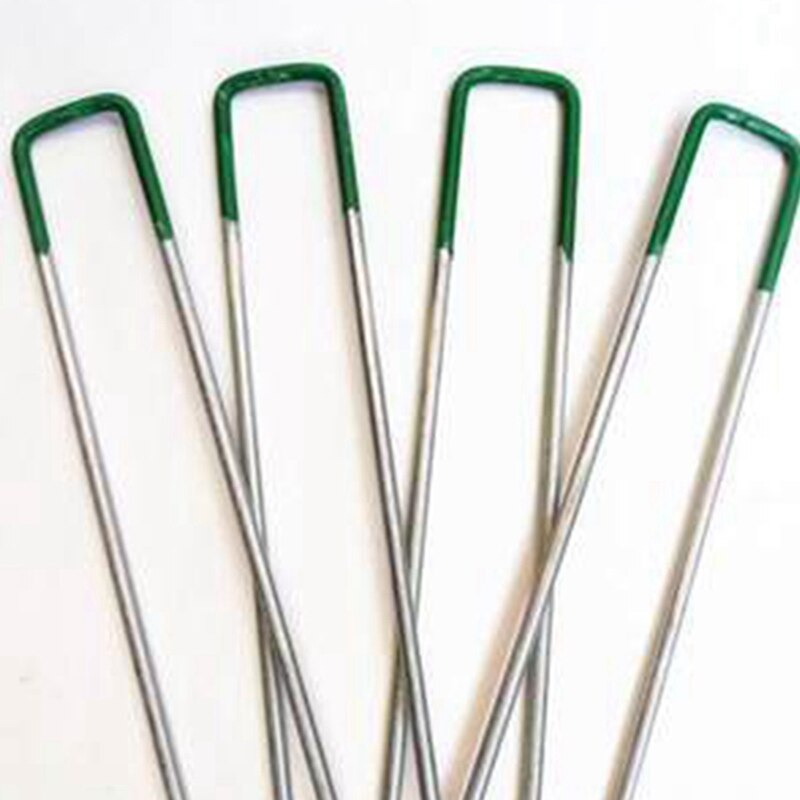 50PC Heavy Duty U-Shaped Garden Stakes Ground Grass Lawn Turf Galvanised Pegs Staples Fastening Nails Securing Pegs