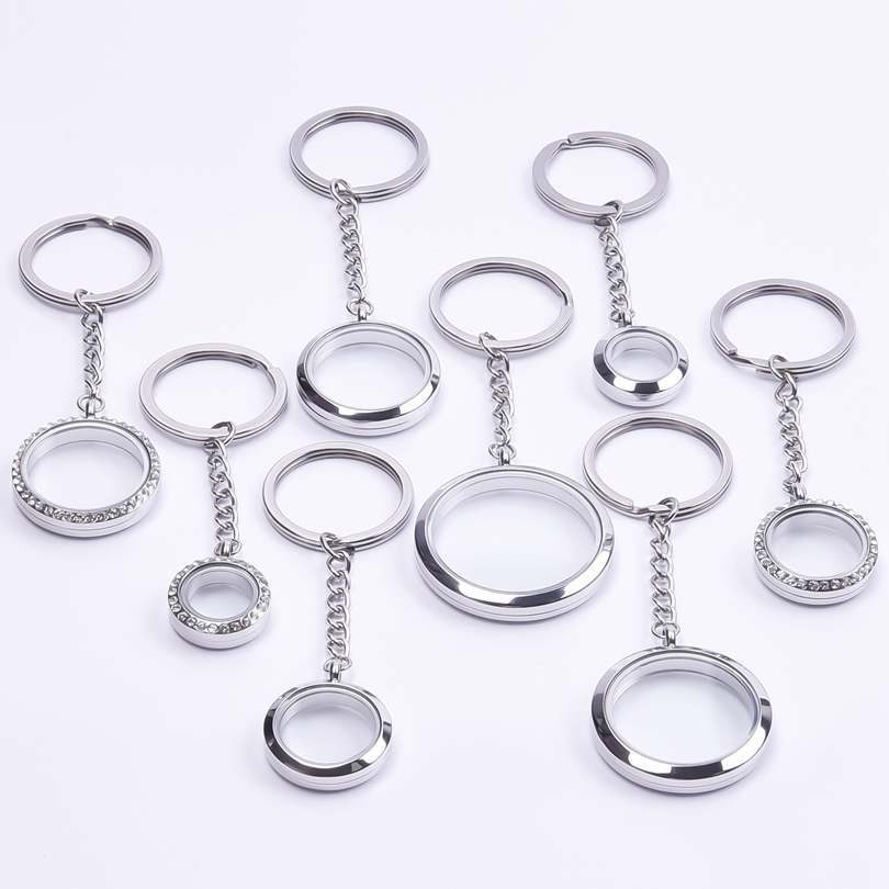 5 teile/los 10-40mm Edelstahl Männer Glas Bild Reliquien Medaillon Anhänger Schlüssel bund DIY Frauen Erinnerung Medaillon Schlüssel Ring Schmuck