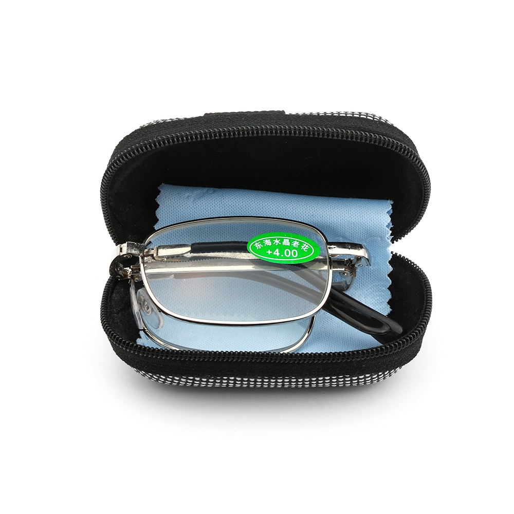 Draagbare Metalen Opvouwbare Leesbril Met Case Randloze Magnetische Presbyopie Brillen Bril Brillen + 1.0 ~ 4.0
