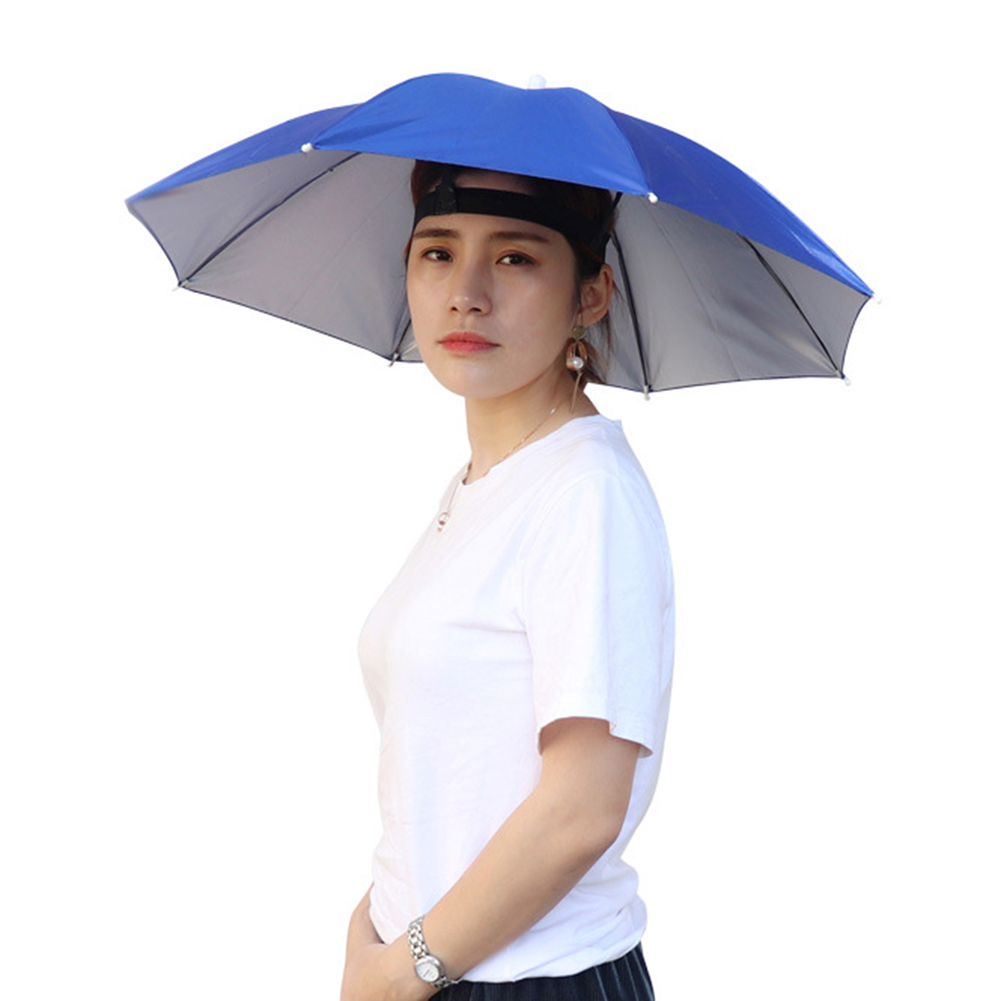 69/95cm Outdoor Portable Rain Umbrella Hat Foldable Fishing Sunshade Headwear Cap Waterproof Camping Fishing Beach Sun Hat: Clear