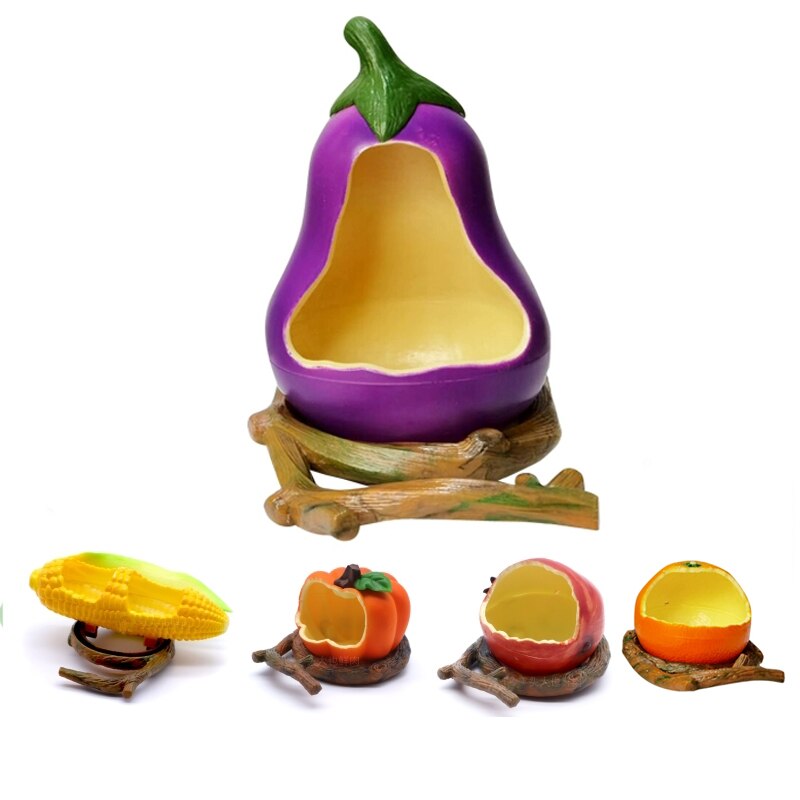Comedero para aves, alimentador de frutas para loros, forma de fruta simulada, cuenco de Material plástico, caja de comida para naranja/granada
