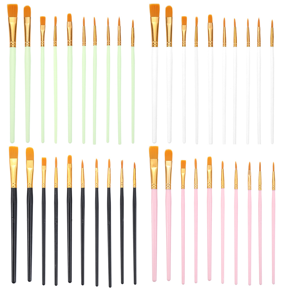 BOMEIJIA Art Supplies Watercolors 10 Pcs Plastic Rod Color Brush Set Drawing Oil Paint Brushes
