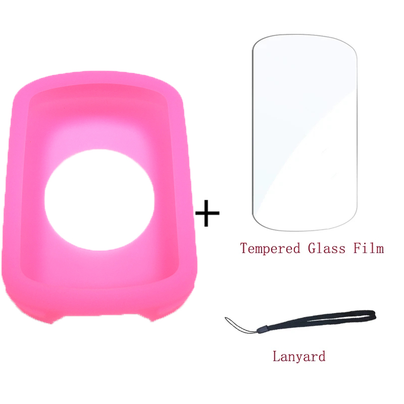 Funda Garmin Edge 540 840 con película de vidrio templado nueva funda de silicona y Protector de pantalla para ordenador GPS Garmin Edge 540 Edge 840: Rosa