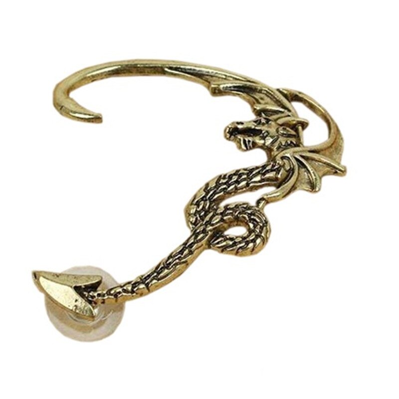 Halloween Metal Elf Pointed Ear Cuff Earring – One Side, Gold/Black/Silver