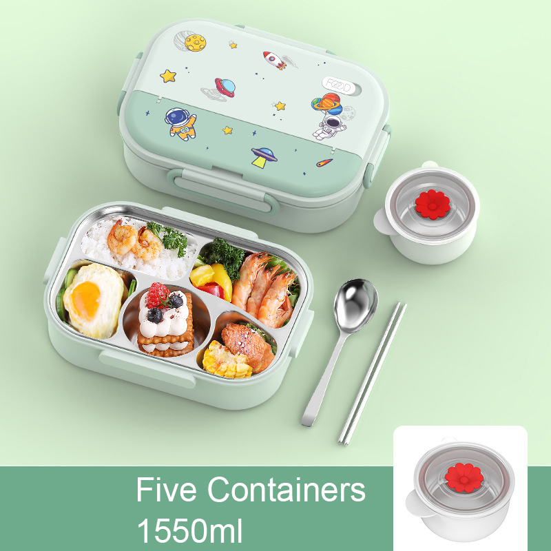 PizzAthome 316 Stainless Steel Lunch Box Food Grade Bento Box for Kids Adult Stackable 2 Layer Containers Leakproof Lunch Box: green