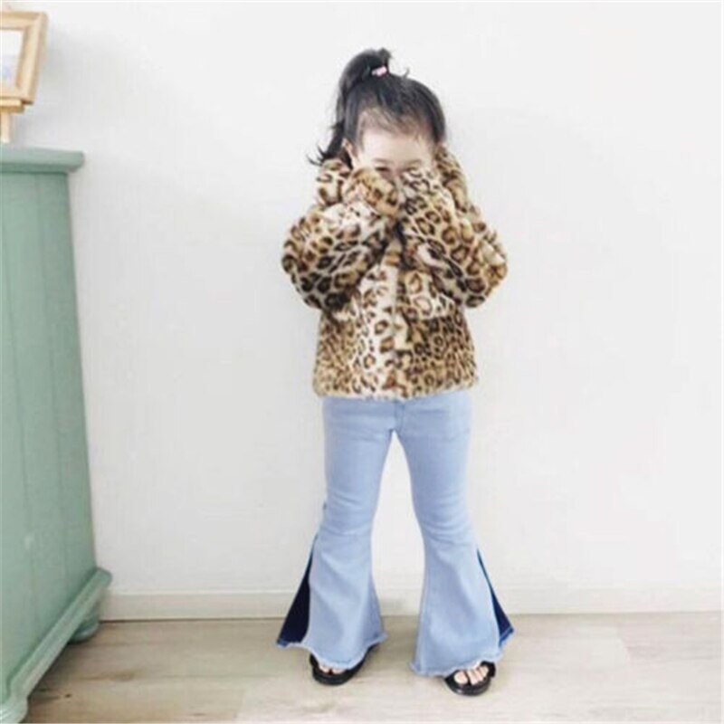 CANIS nueva niños pequeños pantalones acampanados niñas bebé-pantalones vaqueros de pierna ancha Pantalones