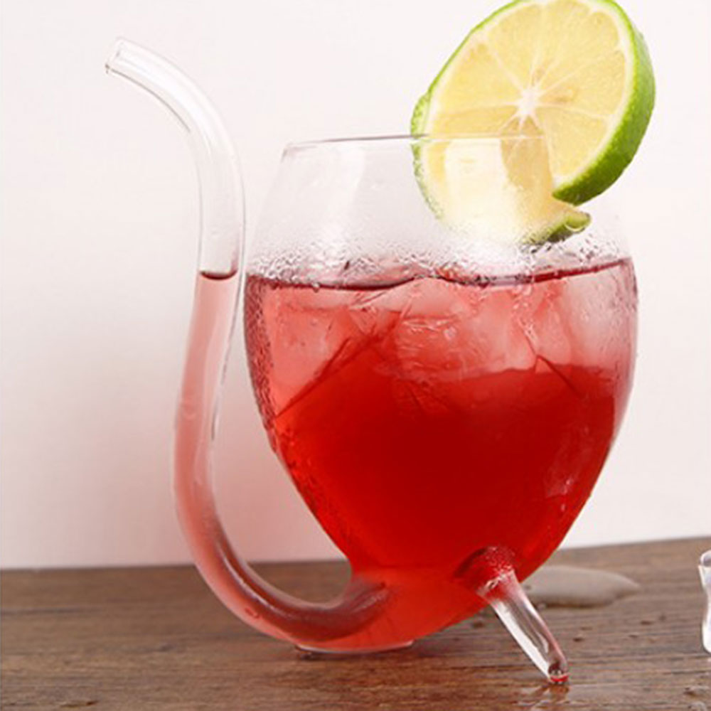 1PC wino Whisky przezroczysty szklany kubek szkło odporne na ciepło ssanie sok kubek robić mleka herbata kubek wina z rurka robić picia słomy