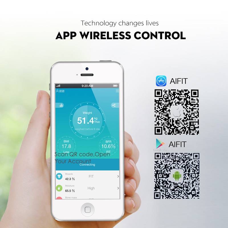 Báscula de baño inteligente con Bluetooth, pantalla LED, peso corporal, grasa corporal, agua, masa muscular, IMC