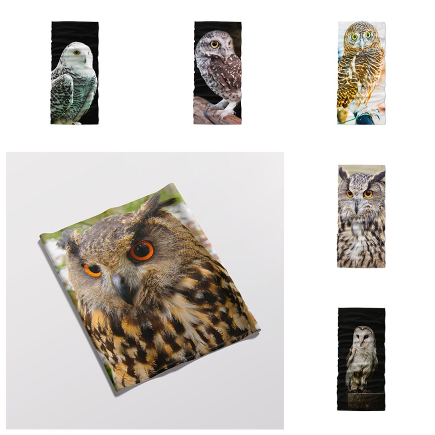 Magic Scarf Animal Headwear Owl Printed Headbands Bandana Cap Scarf Tube Mask Neck Gaiter Headwrap Balaclava Sweatband