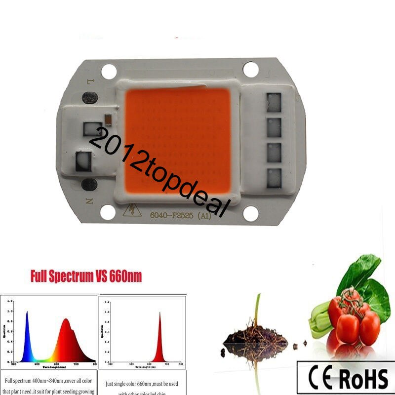 1pcs Hydroponice AC 220V 20w 30w 50w led grow chip full spectrum 380nm-840nm for indoor led grow light