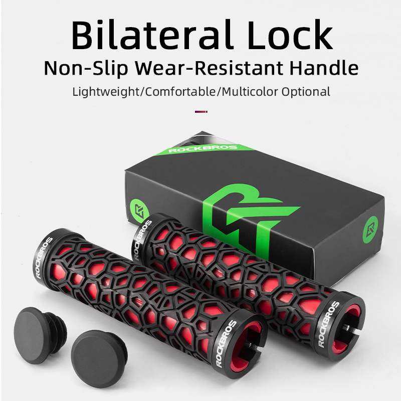 Rockbros sykkelhåndtak sykkelhåndtak gummi låsing på ultraight mtb-grep antiskli støtdempende sykkelstyr sykkel deler