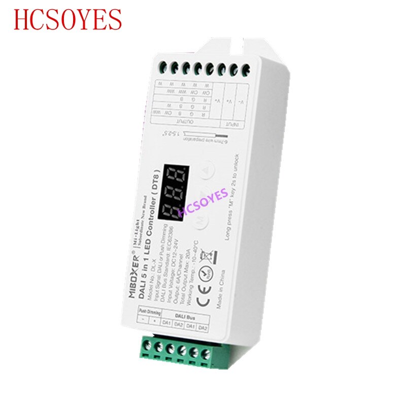 MIBOXER DL-X DALI 5 in 1 LED Controller DT8 single color/CCT/RGB/RGBW/RGB+CCT smart led dimmer for led lamps DC12V~24V