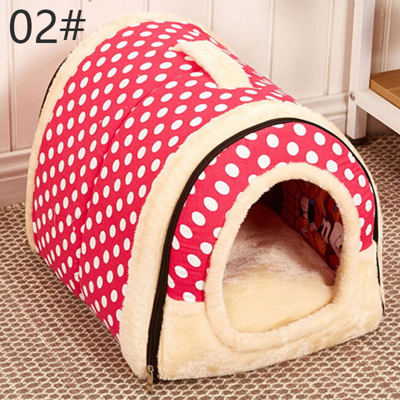 Afneembare Wasbare Hond Huis Kat Huis Mat Kattenbakvulling Leuke Kat Huis Kleine Middelgrote Hond Gaf Hond bed Lui Dier Bed: Pink wave / 60x45x45cm