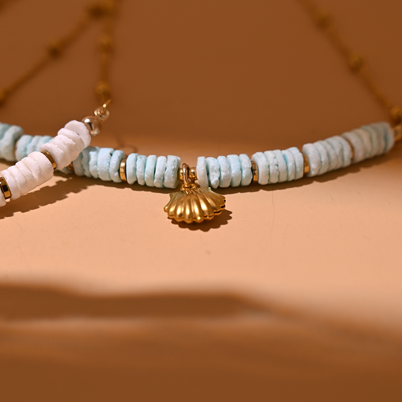 Collier Ras du Cou en Acier Inoxydable pour Femme, Coquille Naturelle, Cœur, Étoile, Bijoux d'Été