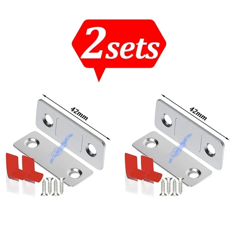 Strong Magnetic Cabinet Catches Ultra-Thin Door Magnets Stops Invisible Adhesive Drawer Magnet Catch for Kitchen Closet Closer: Chrome