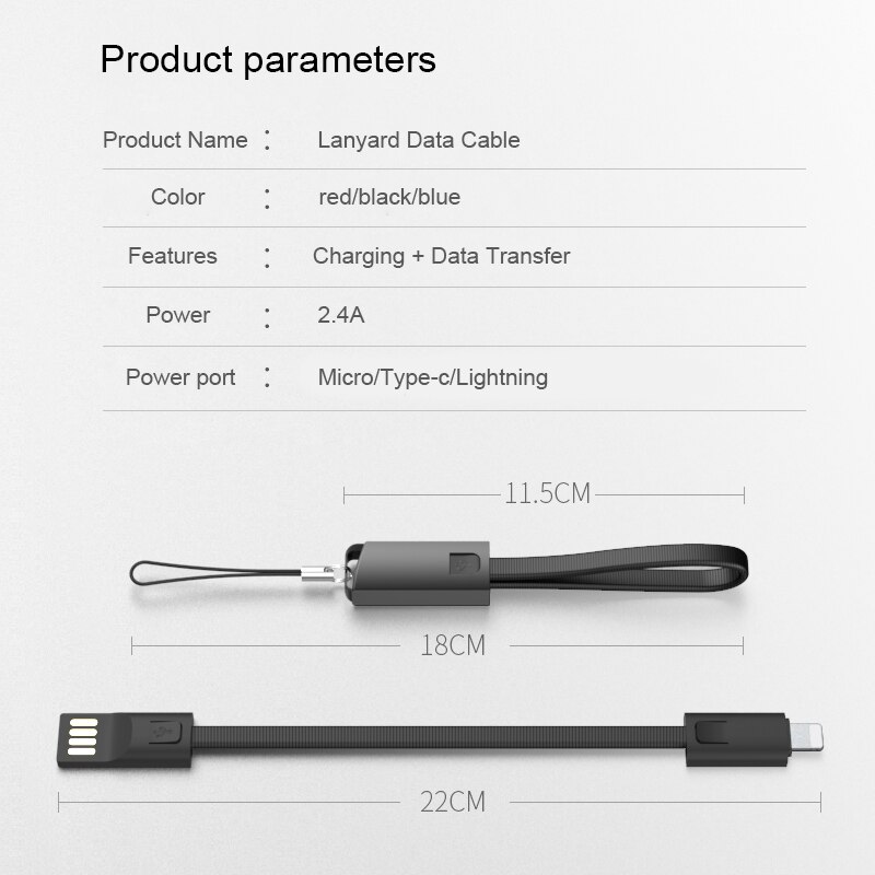 Data USB Keychain Portable Charger Charge Fast Cable for iPhone 6 S 6S 7 8 Plus X 10 XR XS MAX 5 5S SE Phone Accessory Wire Cord