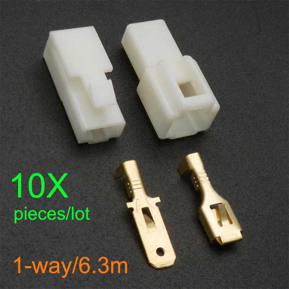 10 Pieces/lot 1 2 3 4 6 8 Way 6.3mm Electrical Multi Plug Connector Terminal Block Pin Wiring: 1-way X10 pieces