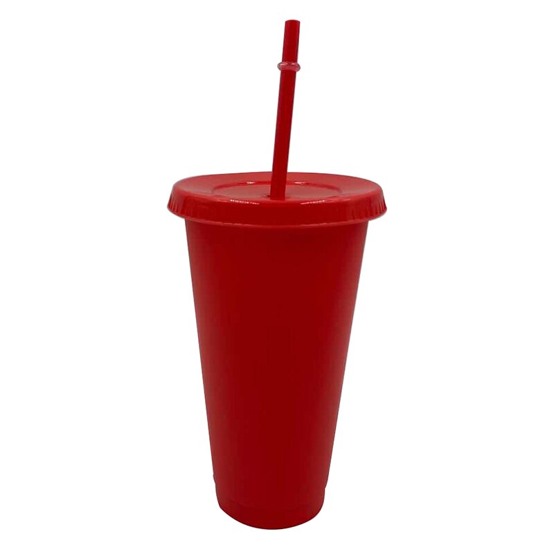 Herbruikbare bekers plastic beker met deksel veelkleurige rietjesbeker kerst kerstspecial voor het jaarlijkse feest: Rood / 700ml