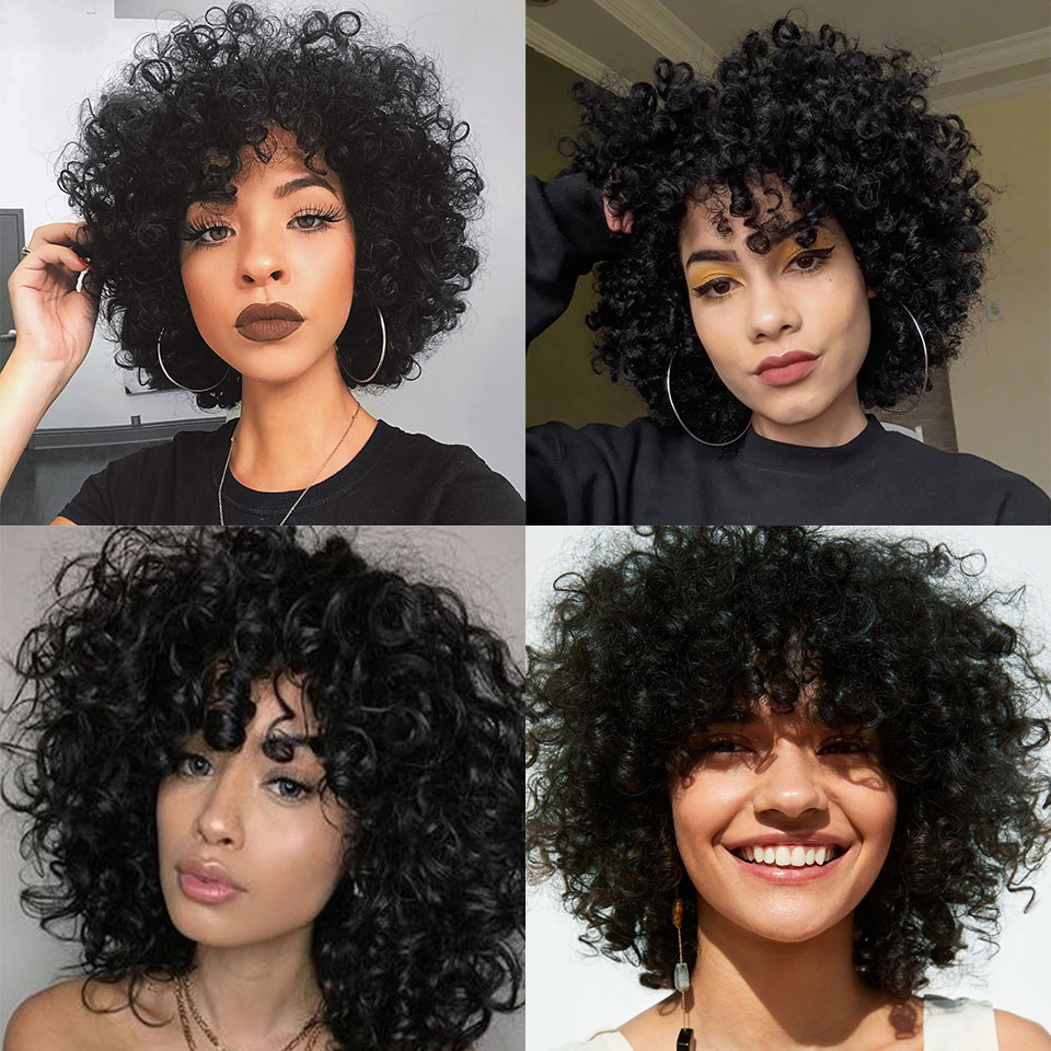 MUMUPI-peluca Afro rizada sintética para mujer, pelo negro Natural Afro, de alta temperatura, disponible en 2 colores