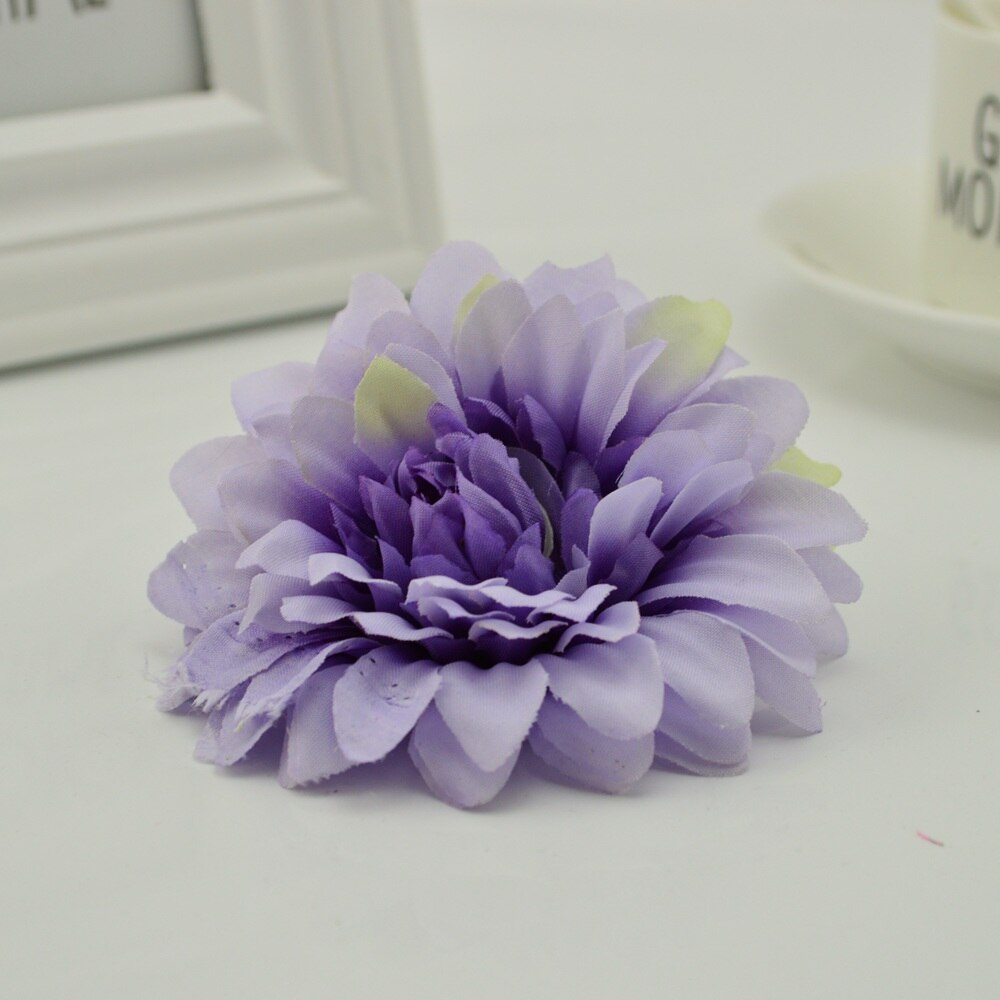 10 stuks kunstbloemen goedkoop voor bruiloften, banketten, huisdecoratie, doe-het-zelf krans, handgemaakte bloemkunst, zijden gerbera, chrysanthemum: Paars